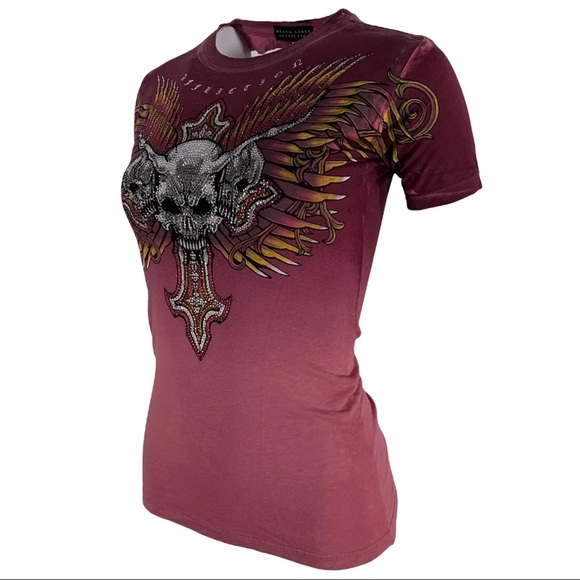 Affliction Women's T-Shirt Hyper Speed Biker Tattoo - Picture 6 of 12